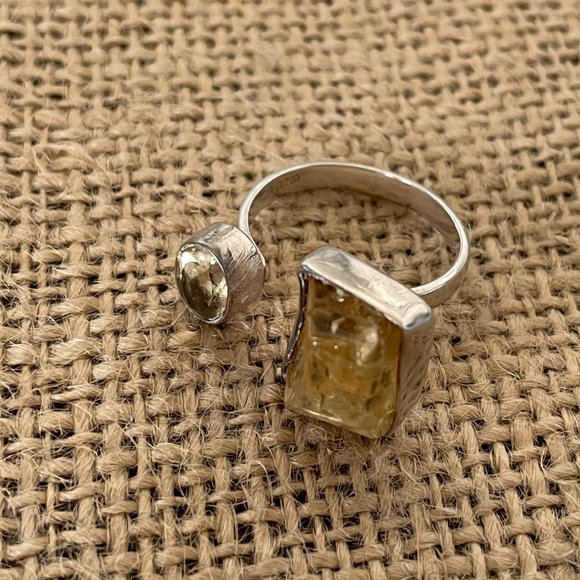Chalisa Jewelry - Chalisa Sterling Silver Raw/Polished Citrine Two-stone Ring